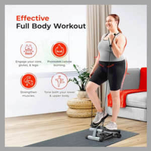 Sunny Health & Fitness Mini Steppers for Exercise at Home, Stair Step Workout Machine with Resistance Bands, Full Body Cardio Equipment, Optional Free SunnyFit App Connection Smart Stepper