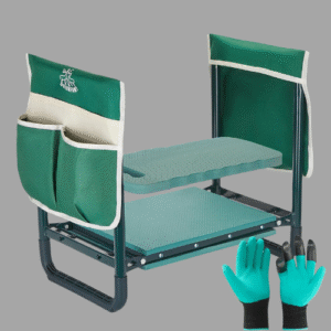 DEERFAMY Garden Stool 10.2" Width, Garden Kneeler and Seat Load Cap 350 lbs, Heavy Duty Gardening Stool with Extra Kneeling Pad, 2 Tool Pouches, Claw Gloves, Gift for Women Seniors, Green