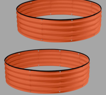 Round Galvanized Raised Garden Bed // 4×4×1 ft (2-Pack) Galvanized Raised Garden Beds Outdoor for Gardening, Vegetables, Flowers // Tool-Free Assembly Patent Pending Round Planter (Orange)