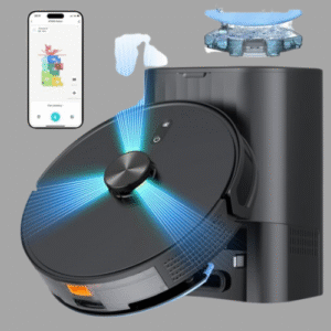 3-in-1 Robot Vacuum and Mop Combo, Self Emptying Station for 60 Days, Robotic Vacuum Cleaner with LiDAR Navigation & Max Strong 5000Pa Suction, 2.4G WiFi/Alexa/App Control, Self-Charging Base