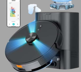 3-in-1 Robot Vacuum and Mop Combo, Self Emptying Station for 60 Days, Robotic Vacuum Cleaner with LiDAR Navigation & Max Strong 5000Pa Suction, 2.4G WiFi/Alexa/App Control, Self-Charging Base