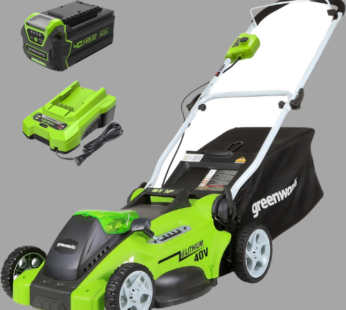 Greenworks 40V 16″ Cordless (Push) Lawn Mower (75+ Compatible Tools), 4.0Ah Battery and Charger Included