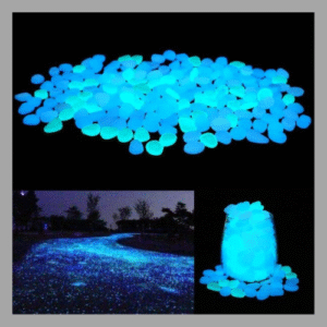 Glow in The Dark Garden Pebbles Stones Rocks for Yard and Walkways Decor, DIY Decorative Luminous Stones in Blue (200 PCS)