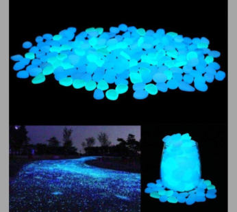 Glow in The Dark Garden Pebbles Stones Rocks for Yard and Walkways Decor, DIY Decorative Luminous Stones in Blue (200 PCS)