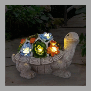 Nacome Solar Garden Outdoor Statues Turtle with Succulent and 7 LED Lights - Lawn Decor Tortoise Statue for Patio, Balcony, Yard Ornament - Unique Housewarming Gifts