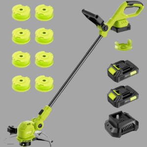 12-inch 20V Cordless String Trimmer with Fast Charger, 2 X 2.0Ah Battery Powered with Auto Line Feed, Lawn Edger with 8 Pcs Grass Cutter Spool Line and 2 Spool Cap