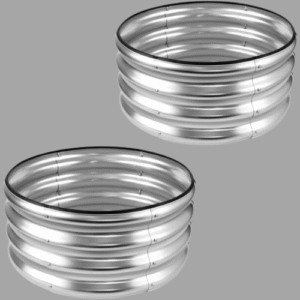 JERIA Raised Garden Bed,Galvanized Raised 2 PCS 2×2×1ft Planter Boxes Outdoor with Easy Assembly, Round Garden Bed for Vegetables, Fruits, Flowers