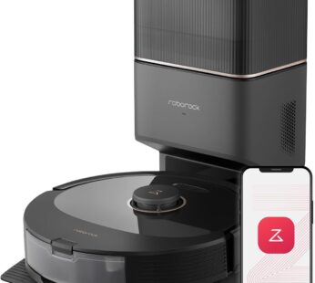 roborock Q8 Max+ Robot Vacuum and Mop, Self-Emptying, Hands-Free Cleaning for up to 7 Weeks, Reactive Tech Obstacle Avoidance, 5500 Pa Suction, DuoRoller Brush, APP-Controlled Mopping, Black