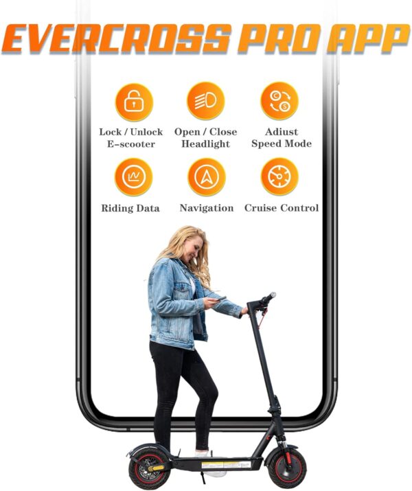 EVERCROSS Electric Scooter, 350W/500W Electric Scooter Adults, 8.5"/10" Tires, Up to 19/22 Miles Range, 19 MPH Lightweight E-Scooter with Dual Shock Absorption - Image 4