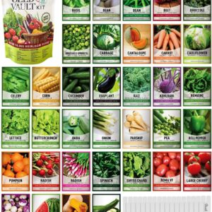 Survival Vegetable Seeds Garden Kit Over 16,000 Seeds Non-GMO and Heirloom, Great for Emergency Bugout Survival Gear 35 Varieties Seeds for Planting Vegetables 35 Free Plant Markers Gardeners Basics