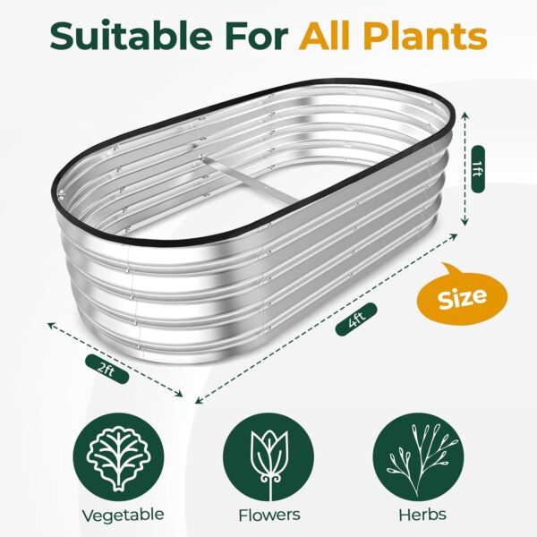 Utopia Home Galvanized Raised Garden Bed Kit 4x2x1ft, Planter Box Raised Garden Beds Outdoor, Easy Assembly Metal Raised Bed for Gardening Vegetables, Fruits, Flowers - Pack of 01 - Silver - Image 5