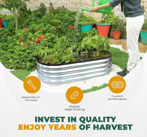 Utopia Home Galvanized Raised Garden Bed Kit 4x2x1ft, Planter Box Raised Garden Beds Outdoor, Easy Assembly Metal Raised Bed for Gardening Vegetables, Fruits, Flowers - Pack of 01 - Silver - Image 2
