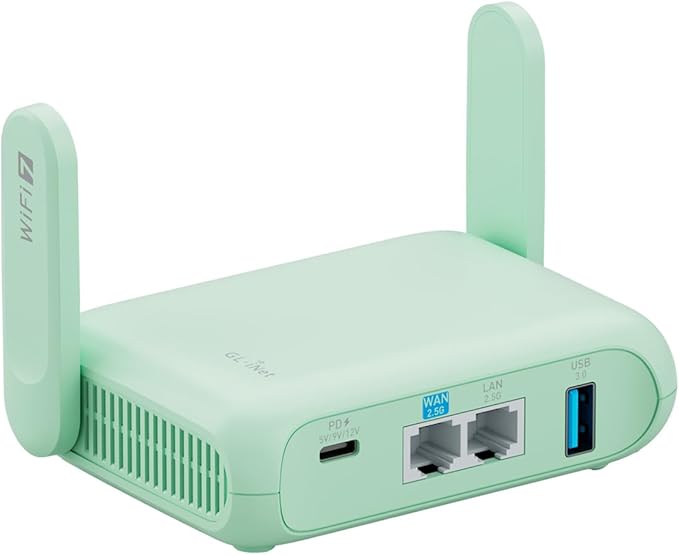 GL.iNet GL-MT3600BE (Beryl 7) Portable WiFi 7 Travel Router – Pocket 2.5G VPN Router, Compact Wireless Router for Travel, Car, RV, Business & Public Networks