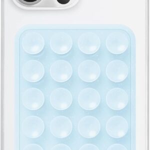 Anteel Silicone Suction Phone Case Mount, Silicon Adhesive Phone Accessory for Smartphones, Hands-Free Mirror Shower Phone Holder for Selfies, Tiktok Videos (Blue Glitter)