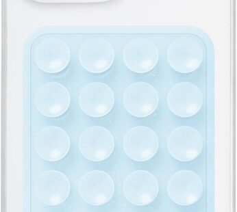 Anteel Silicone Suction Phone Case Mount, Silicon Adhesive Phone Accessory for Smartphones, Hands-Free Mirror Shower Phone Holder for Selfies, Tiktok Videos (Blue Glitter)