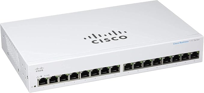 Cisco Business CBS110-16T 16-Port Gigabit Ethernet Switch, Unmanaged, Plug & Play, Limited Lifetime Protection