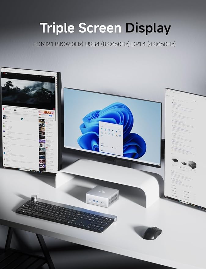 MINISFORUM UM870 Slim Mini PC AMD Ryzen 7 8745H, 32GB RAM 1TB SSD, 8K HDMI/DP/USB4, Radeon 780M, WiFi & 2.5G LAN - Image 2