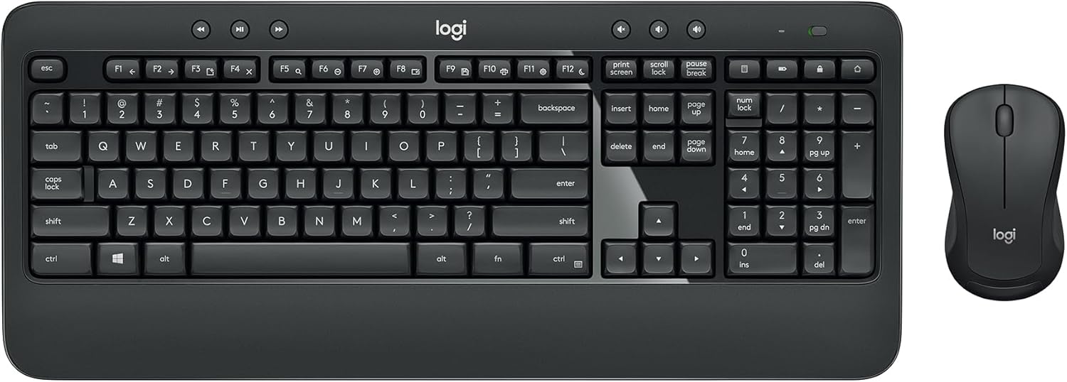 Logitech MK540 Advanced Wireless Keyboard and Mouse Combo – 2.4 GHz USB Receiver, Multimedia Hotkeys, Comfortable Full-Size Keyboard, 3-Year Battery Life for PC & Laptop (Windows Compatible)
