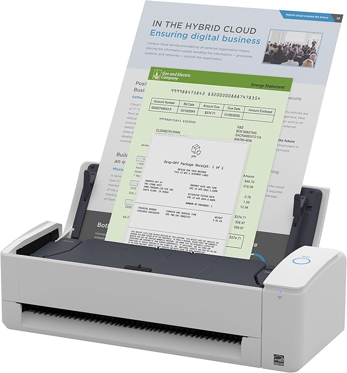 Fujitsu ScanSnap iX1300 Color Duplex Document Scanner, 30 ppm Portable Office Scanner with 50‑Sheet ADF