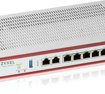 Zyxel USGFLEX200H Cyber Security Firewall, 6.5 Gbps Throughput, Up to 100 Users, 1-Year Gold UTM Security, 6× Gigabit + 2× 2.5G Ports, VPN & IPS, Fanless, Rack-Mount, TAA Compliant