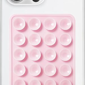Anteel Silicone Suction Phone Case Mount, Silicon Adhesive Phone Accessory for Smartphones, Hands-Free Mirror Shower Phone Holder for Selfies, Tiktok Videos (Light Pink)