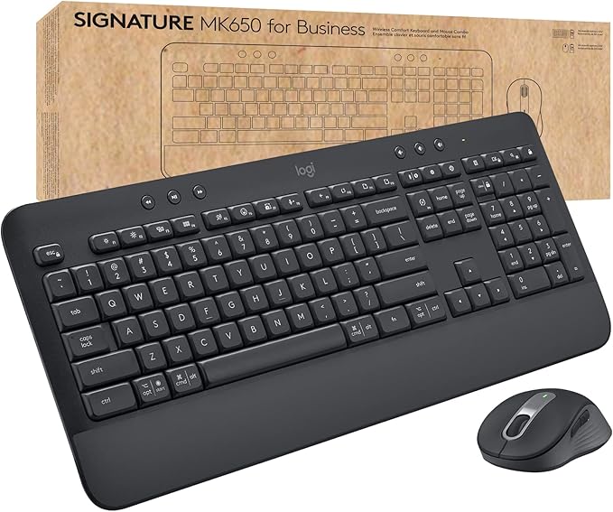 Logitech Signature MK650 Combo for Business – Wireless Keyboard & Mouse with Logi Bolt USB Receiver, Bluetooth, SmartWheel Scrolling, Multi-OS Compatibility for Windows, Mac, Chrome & Linux (Graphite)