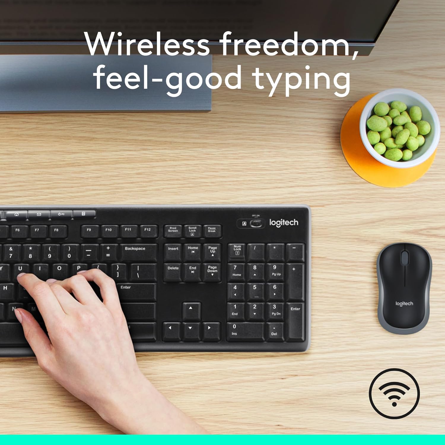 Logitech MK270 Wireless Keyboard and Mouse Combo – 2.4 GHz Wireless Keyboard & Compact Mouse for Windows, 8 Multimedia Keys & 2-Year Battery Life (Black) - Image 2