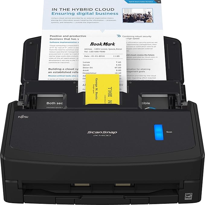 Fujitsu ScanSnap iX1400 Color Duplex Document Scanner, 40ppm USB Scanner with 50-Sheet ADF