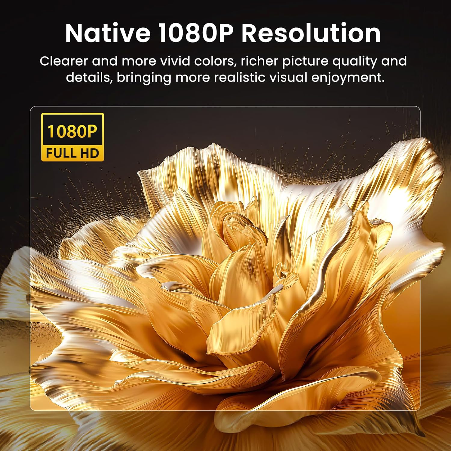 HAPPRUN Native 1080P Bluetooth Mini Projector – Full HD Portable Outdoor Movie Projector with Built-in Speaker, Bluetooth & Wi-Fi, Compatible with Smartphone, HDMI, USB, AV, Fire Stick & PS5 for Home & Outdoor Use - Image 2
